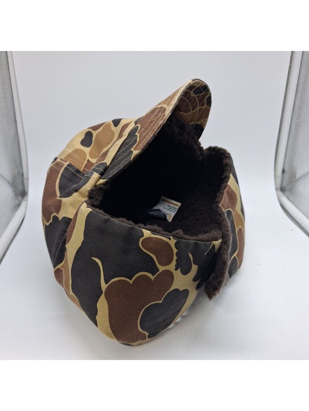 Vintage Columbia Gore-Tex Duck Camo Hunting Hat L/XL USA Insulated Ear Flaps